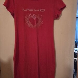 Bebe Red Sparkle Heart Dress
